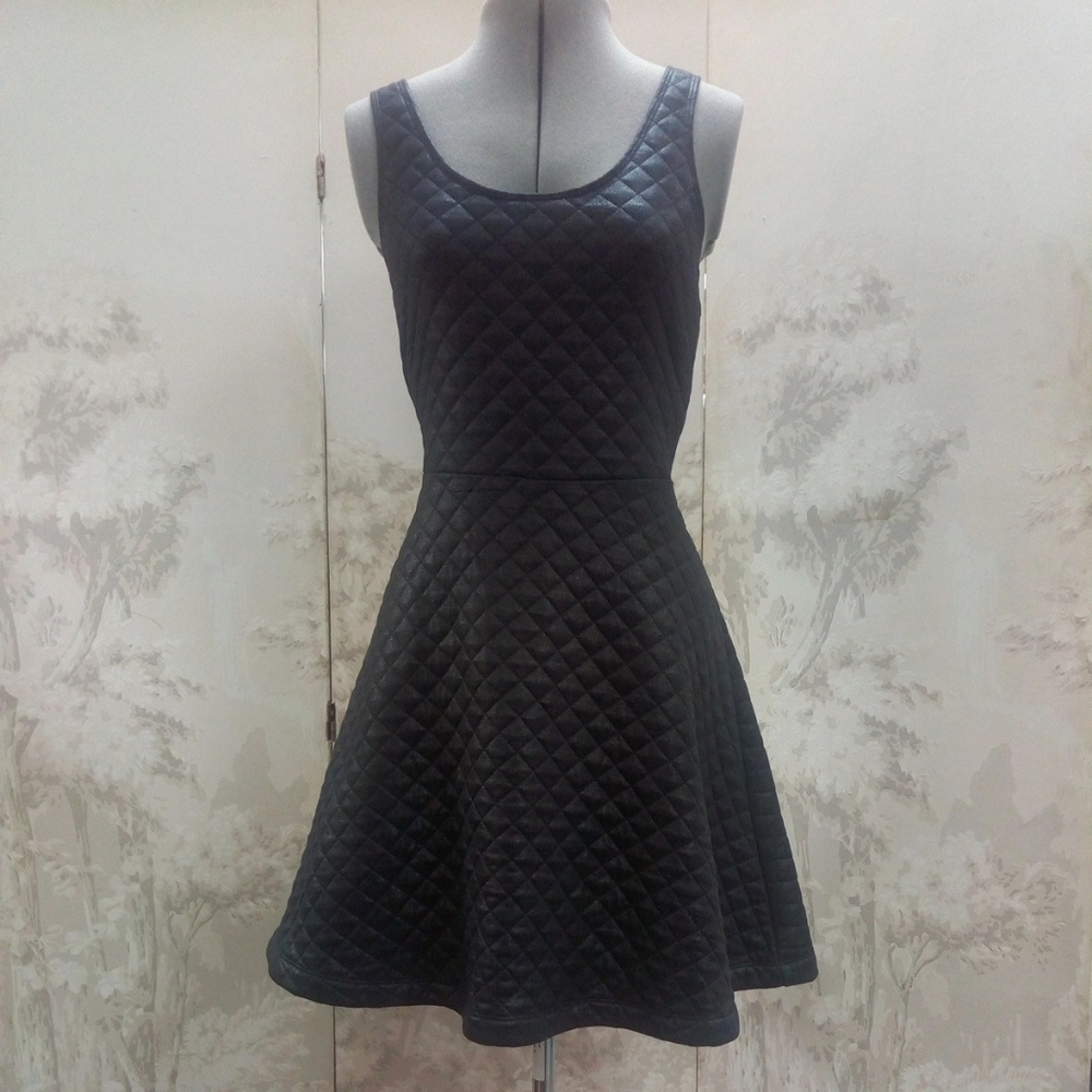 Express Shimmering Black Quilted Sweatshirt Dress